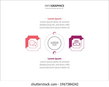 Two infographics elements. Vector illustration. Vector business template for presentation. Timeline with 2 options.