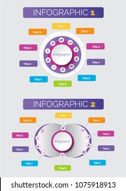 two infographics option flat color circle diagram concept