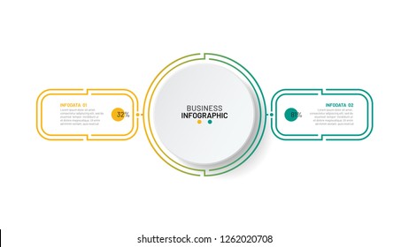 Two infographics thin line flat element. Business concept with 2 options, steps or processes. data visualization. Vector illustration. 