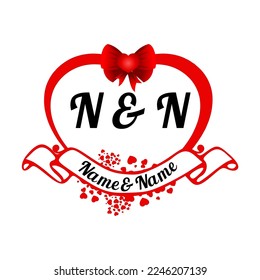 Two Initial Names In One Heart.
Drawing design of a pair of red hearts. Can be used for glasses, mugs, invitations, decorations, sticker, etc.