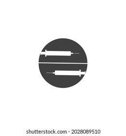 two injection with pill logo vector design