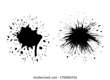 Two ink blots vector silhouette isolated on white background