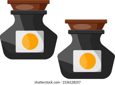 Two ink pots, illustration, vector on a white background.