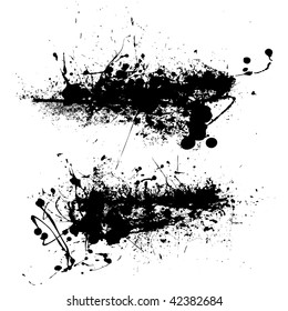 Two ink splat designs in black with speckled effect