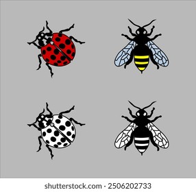 Dos iconos de insectos con colores, Vector