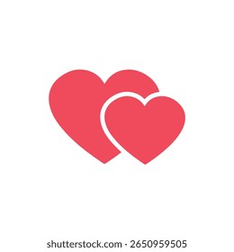 Two interconnected red hearts, symbolizing love and connection. Perfect for romantic or caring themes.