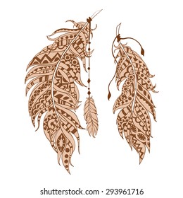 Two interesting feather in wonderful patterns ornamentalny