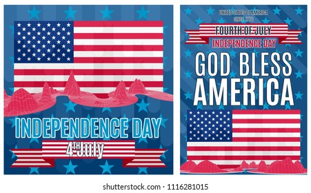 two interesting posters on America's Independence Day. stock vector image