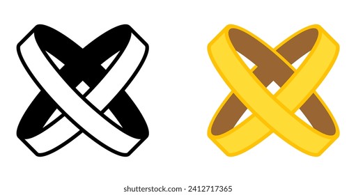 Two Interlocked Rings Vector Illustration