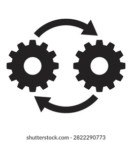 Two interlocking gears in circular motion representing collaboration and unity