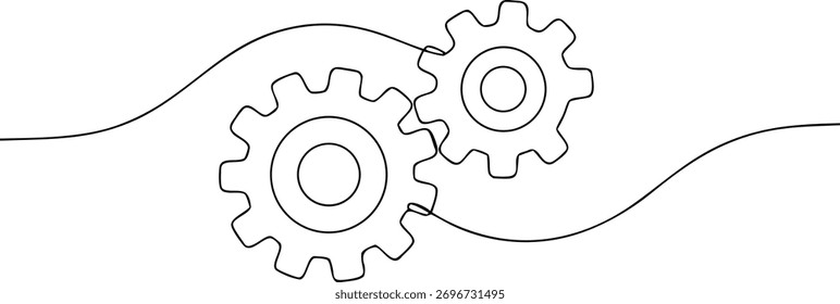 Duas engrenagens interligadas com conexão de linhas de fluxo