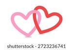Two interlocking hearts. pink and red heart. Valentine day. vector illustration