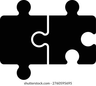 Two Interlocking Puzzle Pieces Icon, Business Partnership Merger