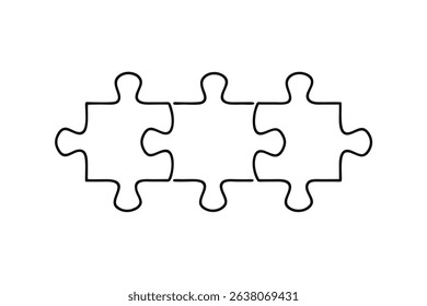 Two interlocking puzzle pieces line drawing simple design