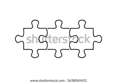 Two interlocking puzzle pieces line drawing simple design