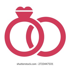 Zwei ineinandergreifende Ringe mit Herz für romantische Hochzeit und Valentinstag