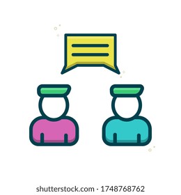 Zwei Gesprächspartner mit allgemeinen Chatsymbolen, Vektorpfeifen