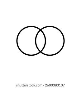 Two intersecting circles form a basic geometric illustration. minimal and bold for visual clarity.