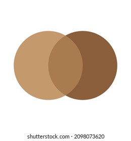 Two intersecting circles. Light and dark brown sign. Alliance concept. Colored icon. Vector illustration. Stock image. EPS 10.
