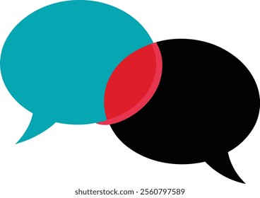 Two Intersecting Speech Bubbles Vector Illustration Concept