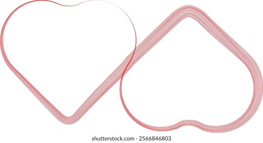 Two intertwine hearts. Love Symbol .Vector Curved Lines . Eternity love. Two heart  symbol in chain  .Design Element  . Used as Banner . Template , endless Logo .