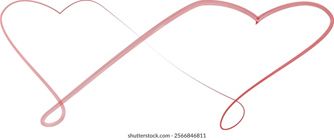 Two intertwine hearts. Love Symbol .Vector Curved Lines . Eternity love. Two heart  symbol in chain  .Design Element  . Used as Banner . Template , endless Logo .