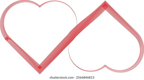 Two intertwine hearts. Love Symbol .Vector Curved Lines . Eternity love. Two heart  symbol in chain  .Design Element  . Used as Banner . Template , endless Logo .