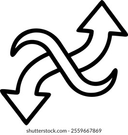 Two intertwined arrows forming an upward spiral isolated on white background concept as A vector image of two arrows spiraling upwards while intertwining symbolizing mutual growth and partnership in b