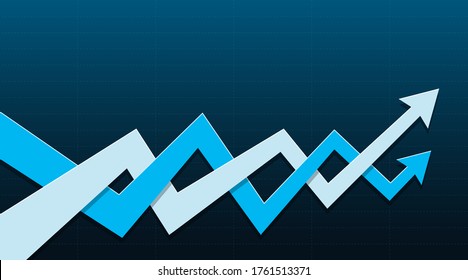 Die zwei verflochtenen Pfeile auf blauem Hintergrund. Vektorgrafik.