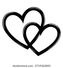 Dos corazones negros entrelazados, una simple ilustración de amor y conexión