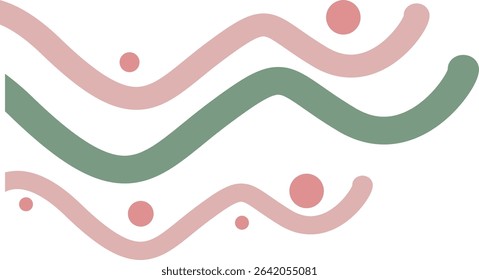 Two intertwined curved lines in orange and green, creating a sense of movement and energy in a bold, abstract composition.

