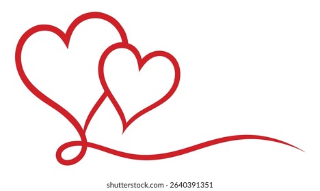 Two intertwined hearts in minimalist style. Perfect for love, romance, Valentine's Day, wedding cards, and romantic design themes. Love, icons, vector, symbols.