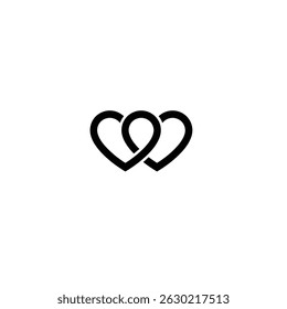 Two intertwined hearts simple icon design symbolizing love romance and unity