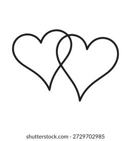 Dos corazones entrelazados que simbolizan el amor y la unidad en estilo minimalista