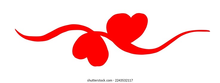 Two intertwined Hearts for Valentine's Day, hand painted with brush and ink