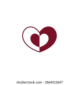 Two intertwined hearts, vector illustration