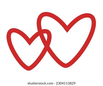 Two intertwined hearts. Wedding symbol in flat style.