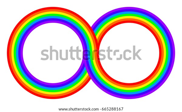 Two Intertwined Rainbow Colored Circles Connected Stock Vector Royalty