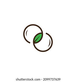 Two intertwined rings and leaves. vector symbol