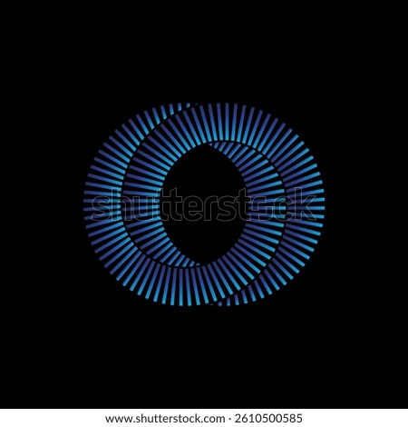 Two intertwined rings of repeating lines. Vector symbol