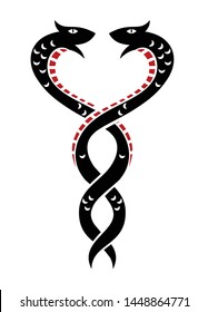 Two intertwined snakes, vector drawing