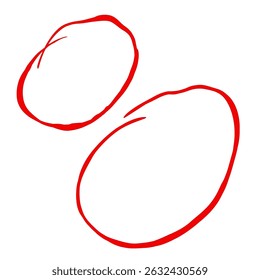 Two irregular red circle brush stroke representing selection or emphasis in annotation style
