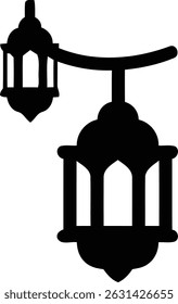 two islamic lattern icon black and white design
