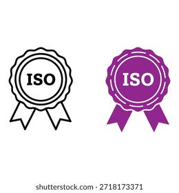 Dos insignias de Iso, una cinta de sello negro y una púrpura