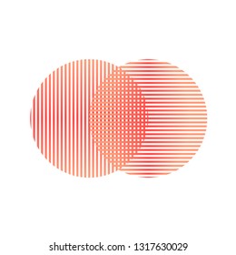Two isolated Abstract coral cercle from stripes. Vector illustration.