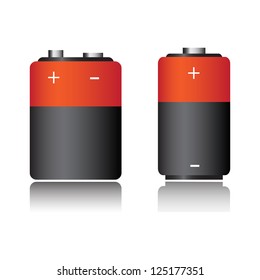 Two isolated batteries isolated on a white background