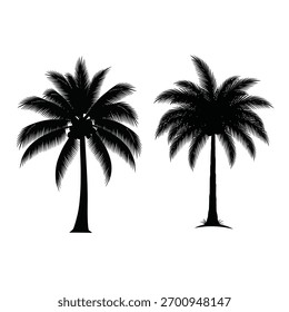 Zwei einzelne schwarze Palmensilhouetten, Vektorgrafik-Designs