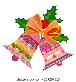 Two Isolated Christmas Bells on White Background, Vector Version 