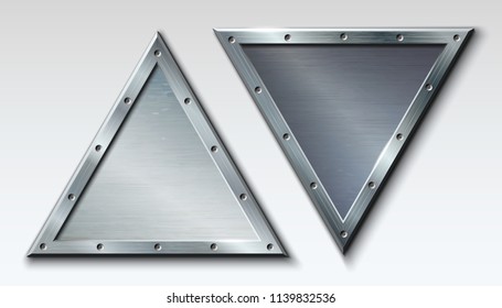 Two isolated metal triangle. Vector illustration.