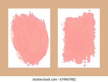 Two isolated paper background with watercolor stains. Vertical template for the design of postcards, banners, invitations. Watercolour splash. Vector illustration.